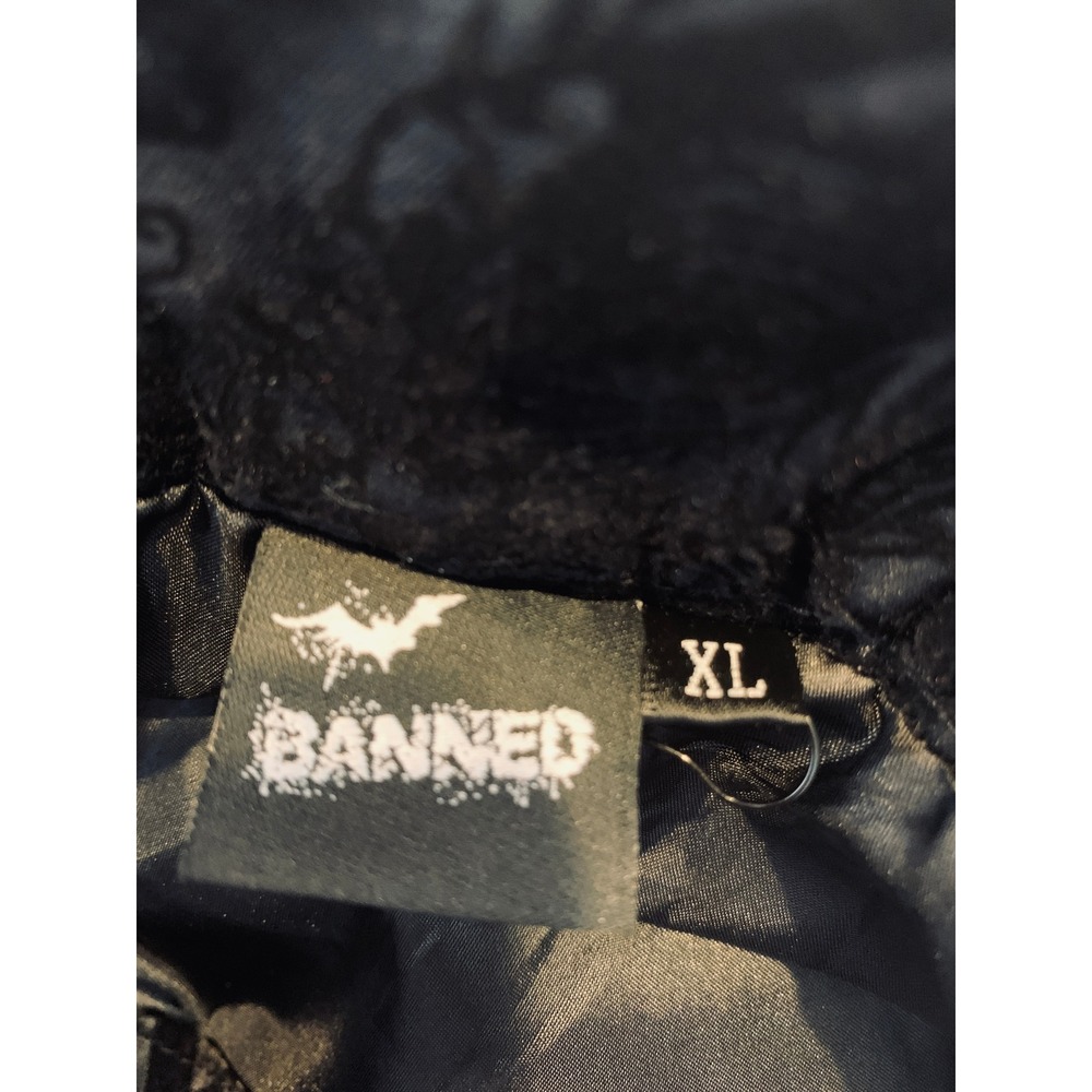 Banned High Low Skirt Women XL Black Gothic Velvet Damask Cameo Victorian Goth - Picture 3 of 15